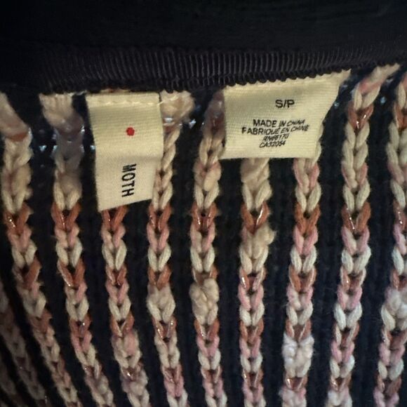 ANTHROPOLOGIE Grafton Marled Jacket by Moth Sz SP Knotted Fringe Pink Blue - Picture 6 of 8